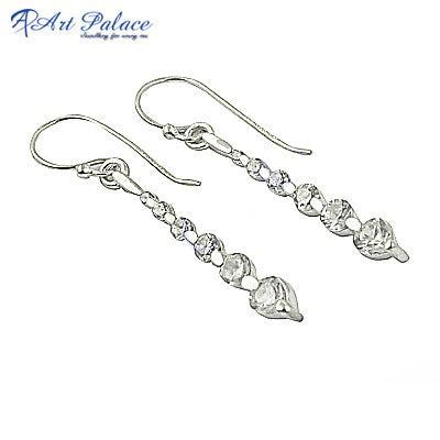 Attractive Cubic Zircon Gemstone 925 Sterling Silver Earring Adorable Cz Gemstone Silver Earring Fashion Cz Silver Earring Superior Cz Earring