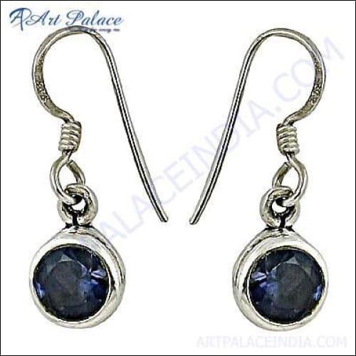 Attractive Iolite Silver Earring Blue Gemstone Earring Iolite Earrings