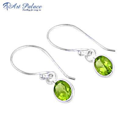 Attractive Peridot Gemstone 925 Silver Earring Oval Peridot Earring Hook Earring