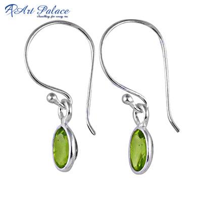 Attractive Peridot Gemstone 925 Silver Earring Oval Peridot Earring Hook Earring