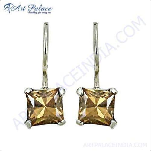 Attractive Pitch Zircon Silver Earring