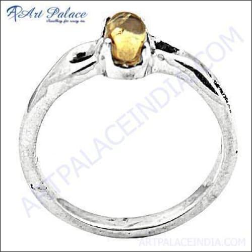 Attrective Citrine Gemstone Silver Ring