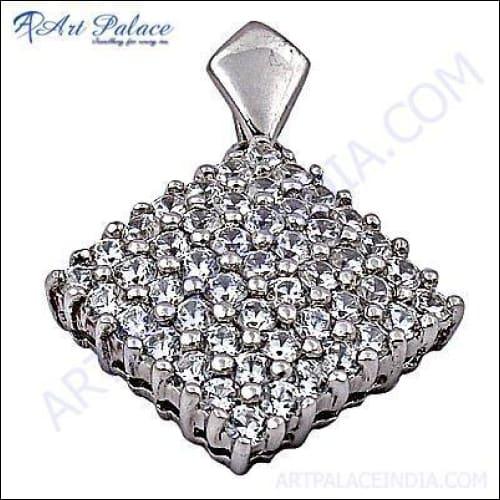 Attrective Gemstone Cubic Zirconia Silver Pendant, Cubic Zirconia Jewelry Comfortable Cz Pendant Awesome Cz Pendant