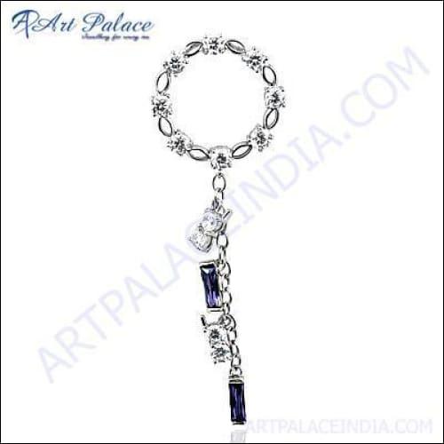 Attrective Gemstone Silver Pendant With Amethyst & Cubic Zirconia