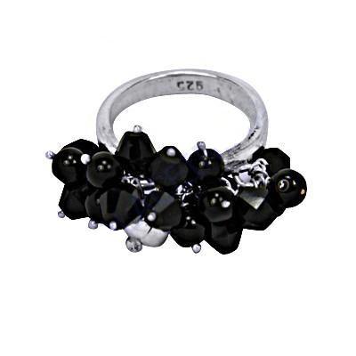 Beautiful Black Onyx Gemstone 925 Sterling Silver Ring Fashionable Black Flower Gemstone Silver Ring Artisanal Gemstone Earring