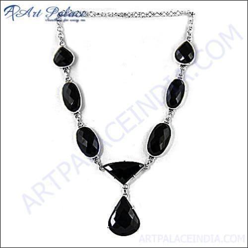 Beautiful Black Onyx Silver Necklace