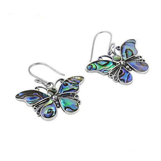 Beautiful Butterfly Style Mabe Pearl Gemstone Silver Earrings Butterfly Earring Artisan Earring