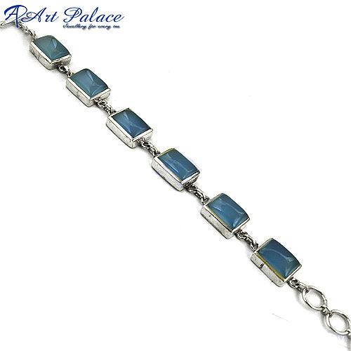 Beautiful Chalcedony 925 Sterling Silver Bracelet Faceted Bracelet Gemstone Bracelet