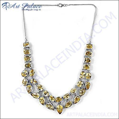 Beautiful Citrine Silver Necklace