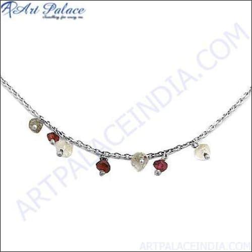 Beautiful Crystal, Garnet & Labradorite Gemstone Silver Necklace Excellent Gemstone Necklace Superb Necklace