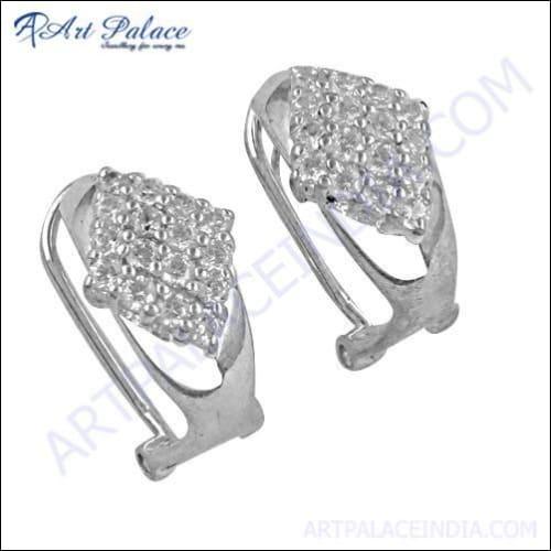 Beautiful Cubic Zirconia Gemstone Silver Earrings
