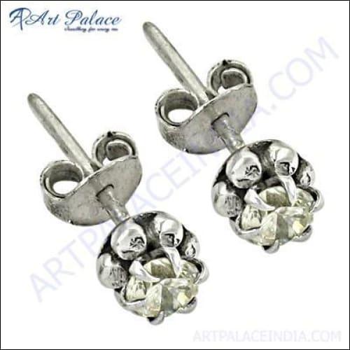 Beautiful Cubic Zirconia Silver Earrings Jewelry, 925 Sterling Silver Jewelry