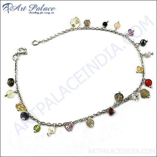 Beautiful Gemstone 925 Silver Bracelet Impressive Beaded Bracelet Beaded Silver Bracelet