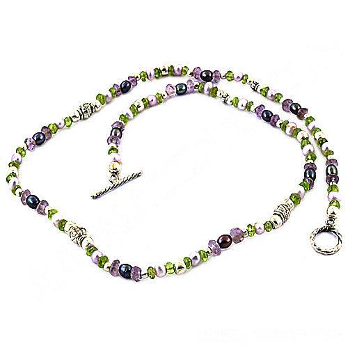 Beautiful Handmade Multi Gemstone Beaded Silver Necklace Colorful Beaded Necklace Casual Beads Necklace Party Wear Necklace