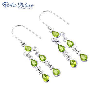 Beautiful Peridot Gemstone 925 Silver Earring Peridot Silver Earring Hook Earring