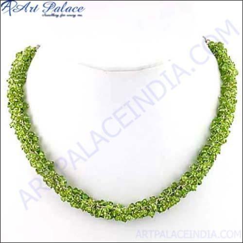 Beautiful Peridot Gemstone Silver Necklace