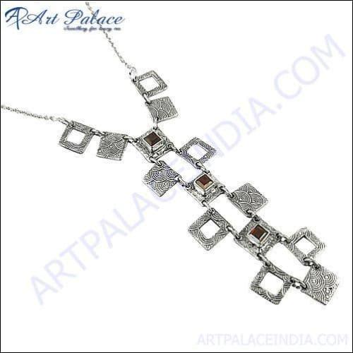 Beautiful Square Garnet Gemstone Necklace