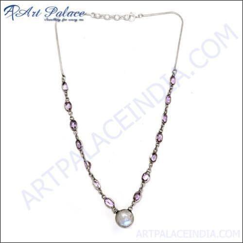 Best Amethyst & Rainbow Silver Necklace