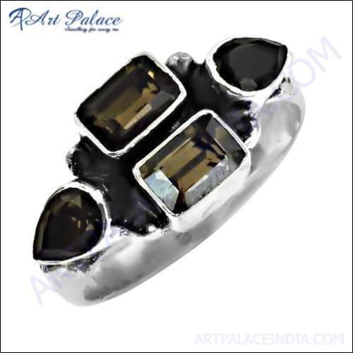 Best Selling Smokey Quartz Gemstone Silver Ring, 925 Sterling Silver Jewelry