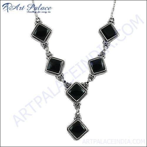 Black Onyx 925 Sterling Silver Necklace.