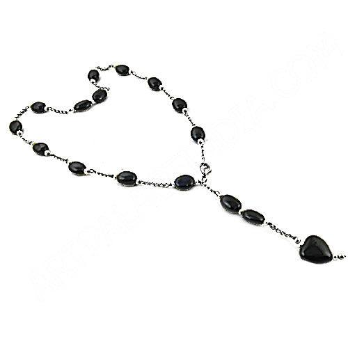 Black Onyx And Pearl Stone 925 Silver Necklace Natural Black Onyx Necklace Black Onyx Chain Jewellery Beautiful Beads Necklace Beaded Necklace
