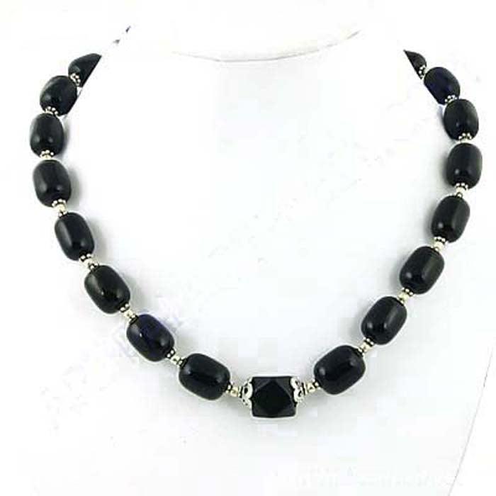 Black Onyx Gemstone German 925 Silver Necklace Handmade Necklace Solid Necklace