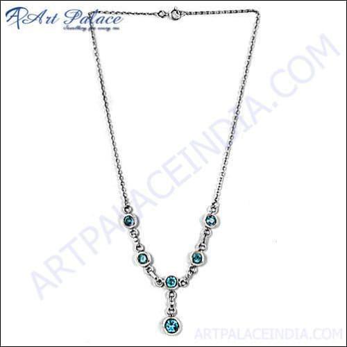 Blue Topaz Silver Necklace