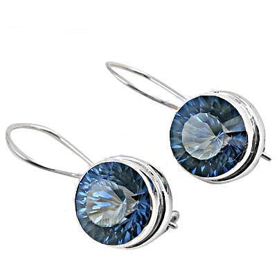 Blue Zircon Gemstone 925 Silver Earring Glittering Earring Handmade Earring