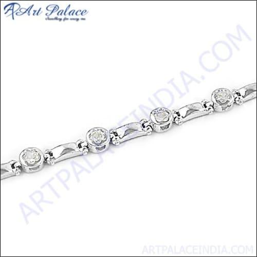 Bold & Beautiful Cubic Zirconia Gemstone Silver Bracelet Cz Bracelets Brilliant Cz Bracelets