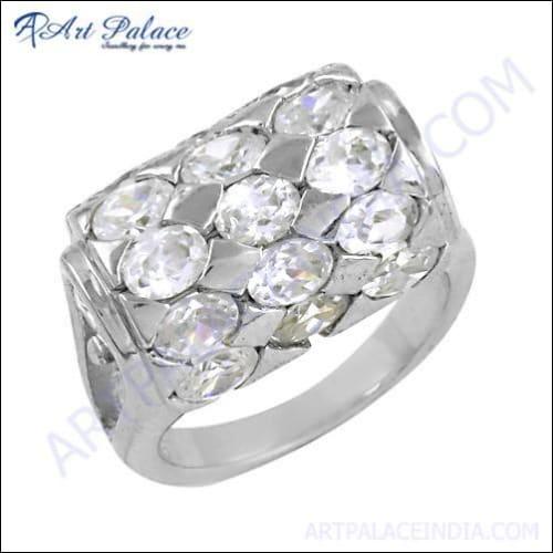 Bold & Beautiful Cubic Zirconia Gemstone Silver Ring