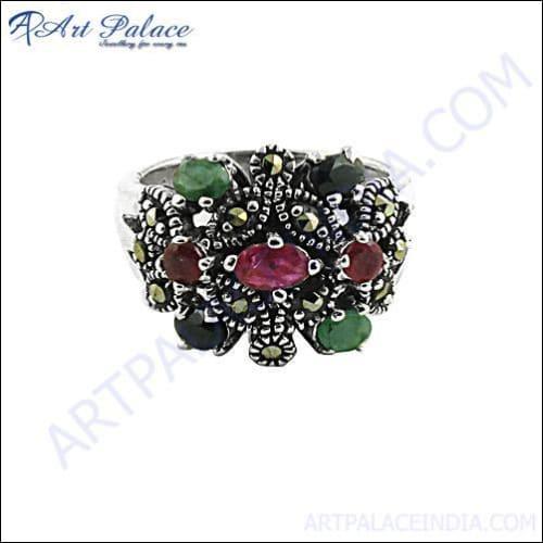 Bold & Beautiful Silver Marcasite Ring Colorful Marcasite Rings Latest Design Marcasite Rings