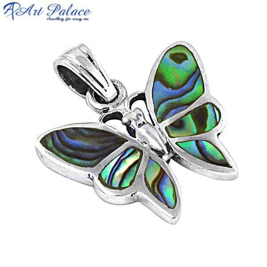 Butterfly Inlay Gemstone 925 Silver Pendant Inlay Pendants Graceful Pendant