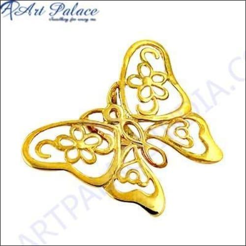 Butterfly Style Plain Silver Gold Plated Pendant