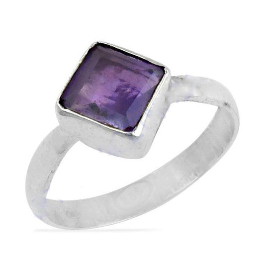 Celeb Style Amethyst Gemstone 925 Sterling Silver Ring Jewelry Amethyst Rings Adjustable Rings