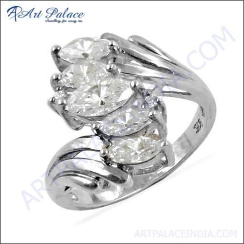 Celeb Style Cubic Zirconia Gemstone Silver Ring, 925 Sterling Silver Jewelry Wonderful Cz Rings Artisanal Cz Rings