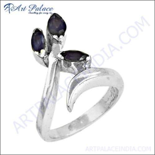 Celeb Style Iolite Gemstone Silver Ring For Women's, 925 Sterling Silver Jewelry