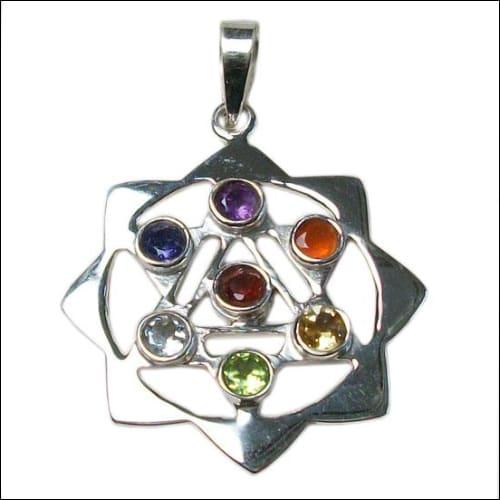 Chakra Cool Star Shape Multi Gemstone 925 Silver Pendant Designer Multistone Pendants Colorful Pendants