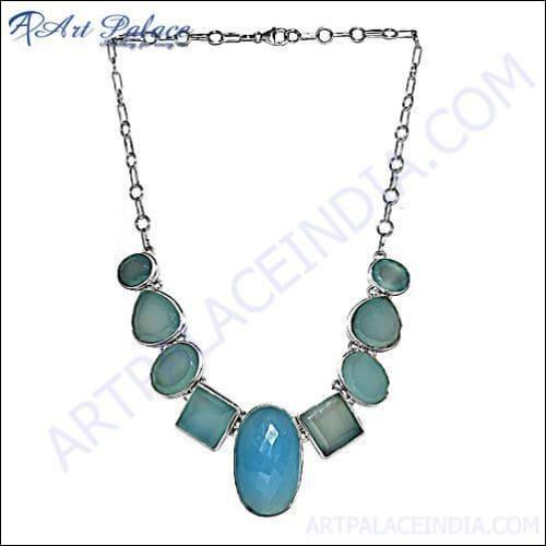 Chalcedony Gemstone 925 Silver Necklace