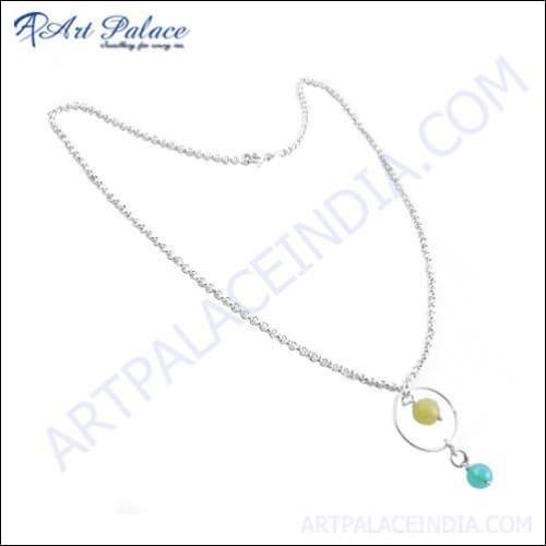 Chalcedony Gemstone Silver Necklace