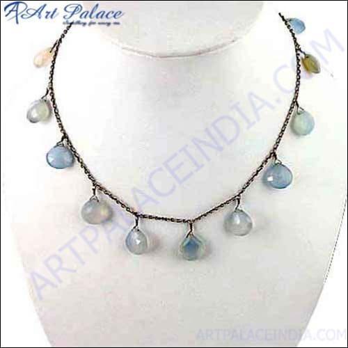 Chalcedony Silver Gemstone Necklace