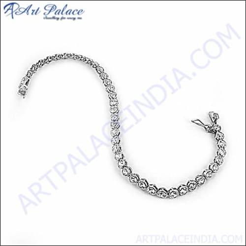 Charm Design Cubic Zirconia Gemstone Silver Bracelet Handmade Bracelet Beautiful Cz Bracelet
