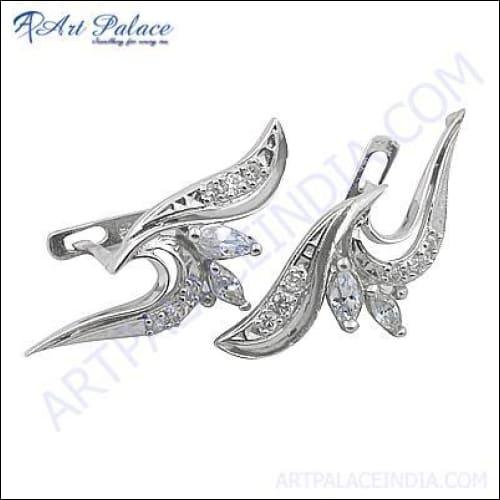 Charming Cubic Zirconia Gemstone 925 Silver Earring Brilliant Cz Earrings Cz Silver Earrings