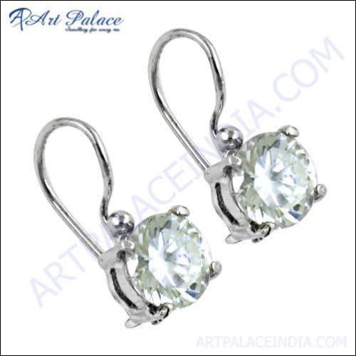 Charming Cubic Zirconia Gemstone 925 Silver Earrings
