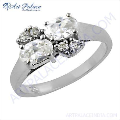 Charming Cubic Zirconia Gemstone New Silver Ring