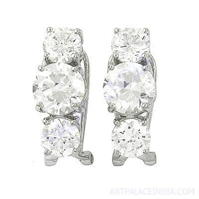 Charming Cubic Zirconia Gemstone Silver Earrings Fashion Cz Earring Pretty Cz Earring