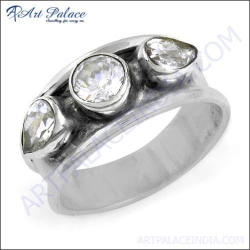 Charming Cubic Zirconia Gemstone Sterling Silver Ring