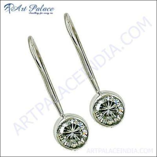 Charming Cubic Zirconia Silver Earring Round Cz Earrings Fabulous Cz Earrings