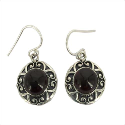 Charming Garnet Stone 925 Silver Earring Ethnic Gemstone Earrings Hook Gemstone Earrings