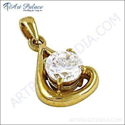 Charming Gold Plated Cubic Zirconia Silver Pendant