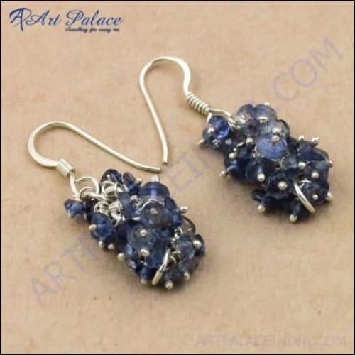 Charming Iolite Gemstone Silver Earrings